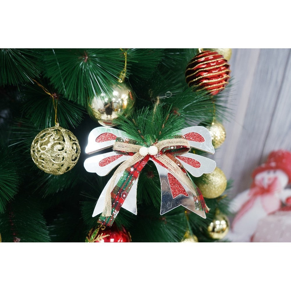 Set brad artificial de Craciun si elemente decorative tip pin, inaltime 210 cm, diametru 115 cm, 350 ramuri cu ace 3D 12 cm, Kadeny, verde, suport metalic inclus