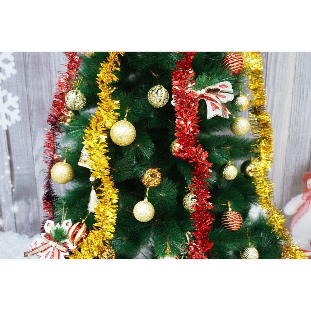 Set brad artificial de Craciun si elemente decorative tip pin, inaltime 210 cm, diametru 115 cm, 350 ramuri cu ace 3D 12 cm, Kadeny, verde, suport metalic inclus