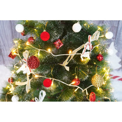 Set brad artificial de Craciun si elemente decorative tip pin inzapezit tip 2, inaltime 150 cm, diametru 85 cm, 160 ramuri cu ace 3D 12 cm, Kadeny, verde cu varfuri, ninse, suport metalic inclus