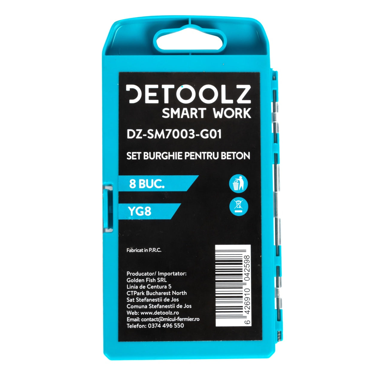 Set burghie Detoolz pentru beton 8 bucati G01