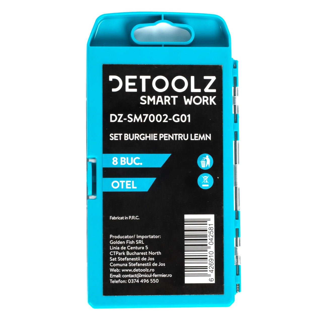 Set burghie Detoolz pentru lemn 8 bucati G01