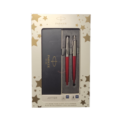 Set cadou stilou + pix Parker Jotter clasic, corp metalic grena