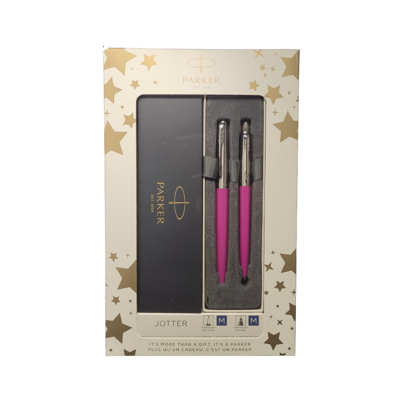 Set cadou stilou + pix Parker Jotter clasic, corp metalic mov