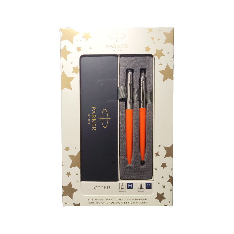 Set cadou stilou + pix Parker Jotter clasic, corp metalic orange