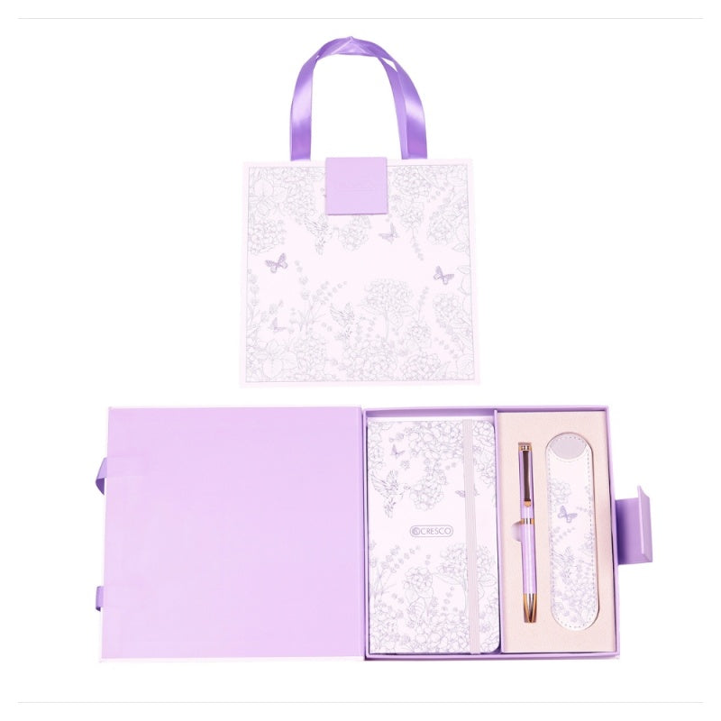 Set cadou pix lila + agenda mate A6 + etui Cresco Classic PREMIUM  851000, cutie alb/lila magnet