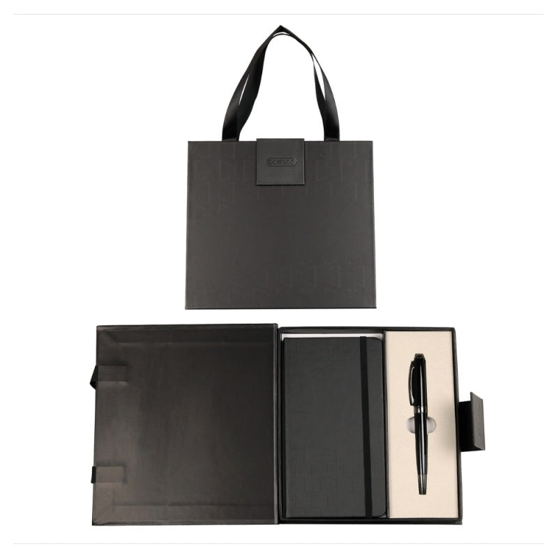 Set cadou stilou negru/argintiu + agenda mate A6 Symphony Elegant Premium 850011-02, cutie neagra magnet