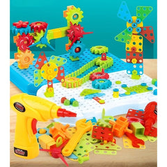 Set Constructie Bormasina Magica cu Servieta, Kaveny, 310 Piese, Albastru, Piese Multicolore, Plastic, 31x46 cm