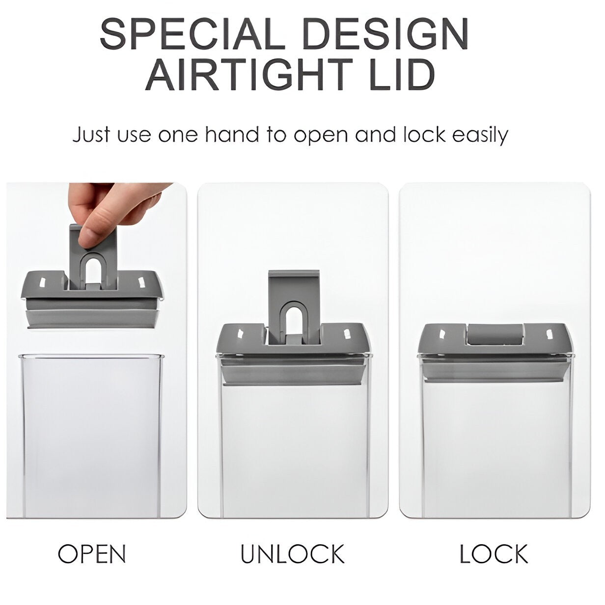 Set Cutii de Depozitare a Alimentelor, Kadeny, 7 Recipiente, 10 Etichete Reutilizabile, 4 Linguri, pentru Bucatarie, Spatula, Etansare, Fara BPA, Transparente, Capac Negru