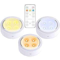 Set de 3 Lampi Led Kadeny, Fara Fir, Cu Baterii, 3 Culori de Lumina, cu Telecomanda, din Plastic, Alb