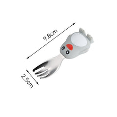 Set diversificare bebelusi Kaveny, din silicon, 23.5 x 12.5 cm, 1 farfurie compartimentata in forma de pinguin, lingurita si furculita, pai, perie pai, fara alergeni, ventuza fixare,  forma creativa,  gri