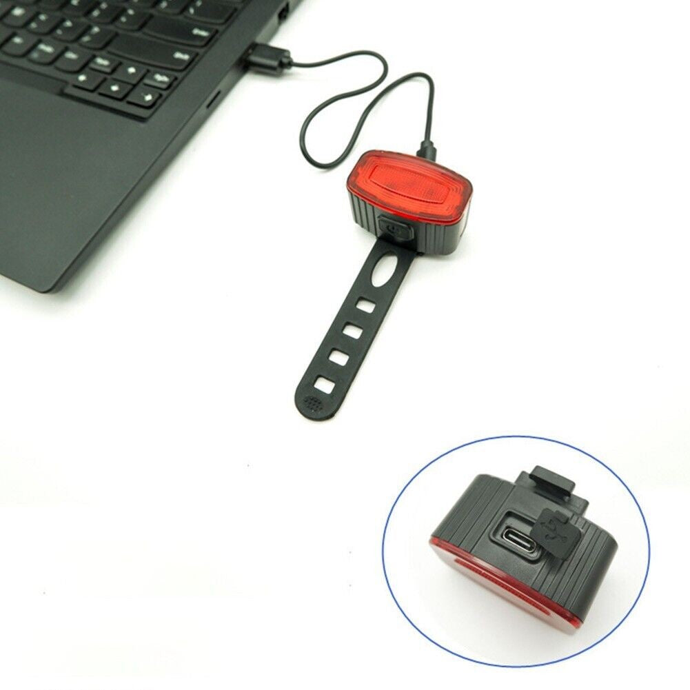 Set far si stop spate LED bicicleta, Kaveny, incarcare USB, rezistent la apa, 4 moduri de luminare, Plastic, Alb/Rosu, 10x6x4 cm