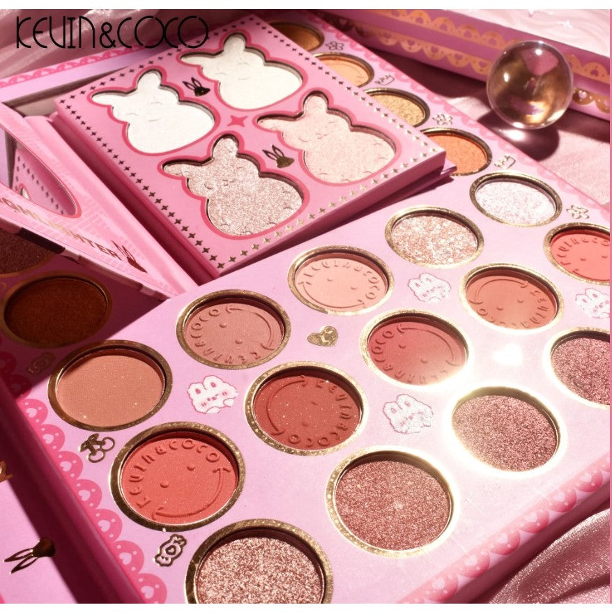 Set farduri 2 in 1 Kevin&Coco, paleta 62 nuante, mini paleta iluminator tip carte, rezistenta ridicata, 22 x 17 cm, 430 g, multicolor