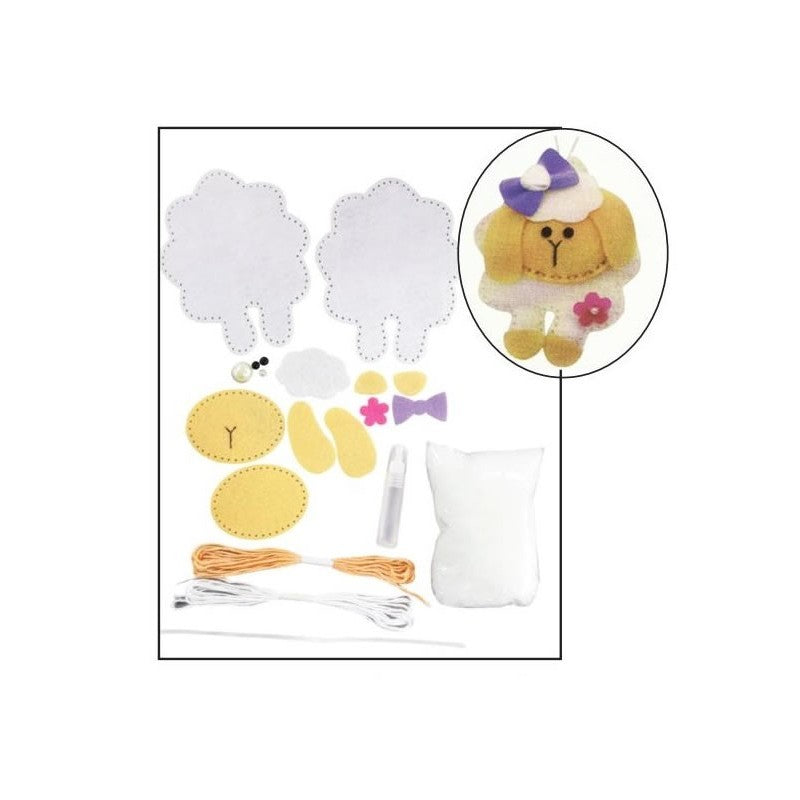 Set accesorii creatie catelus fetru, 14cm, ac plastic, ata, lipici, vata sintetica, instructiuni