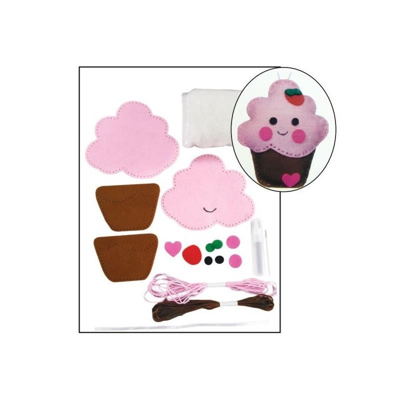 Set accesorii creatie inghetata fetru, 14cm, ac plastic, ata, lipici, vata sintetica, instructiuni