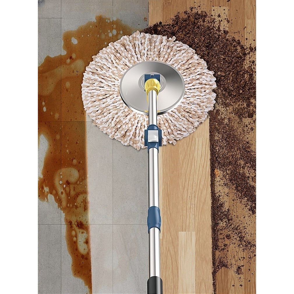 Set Galeata si Mop Rotativ 360°, Kaveny, Cu Dubla Actiune Centrifuga, Pentru Uz Casnic, Maner din Otel Inoxidabil Telescopic, 2 Capte din Bumbac, 46x27x29 cm, Alb, Resigilat