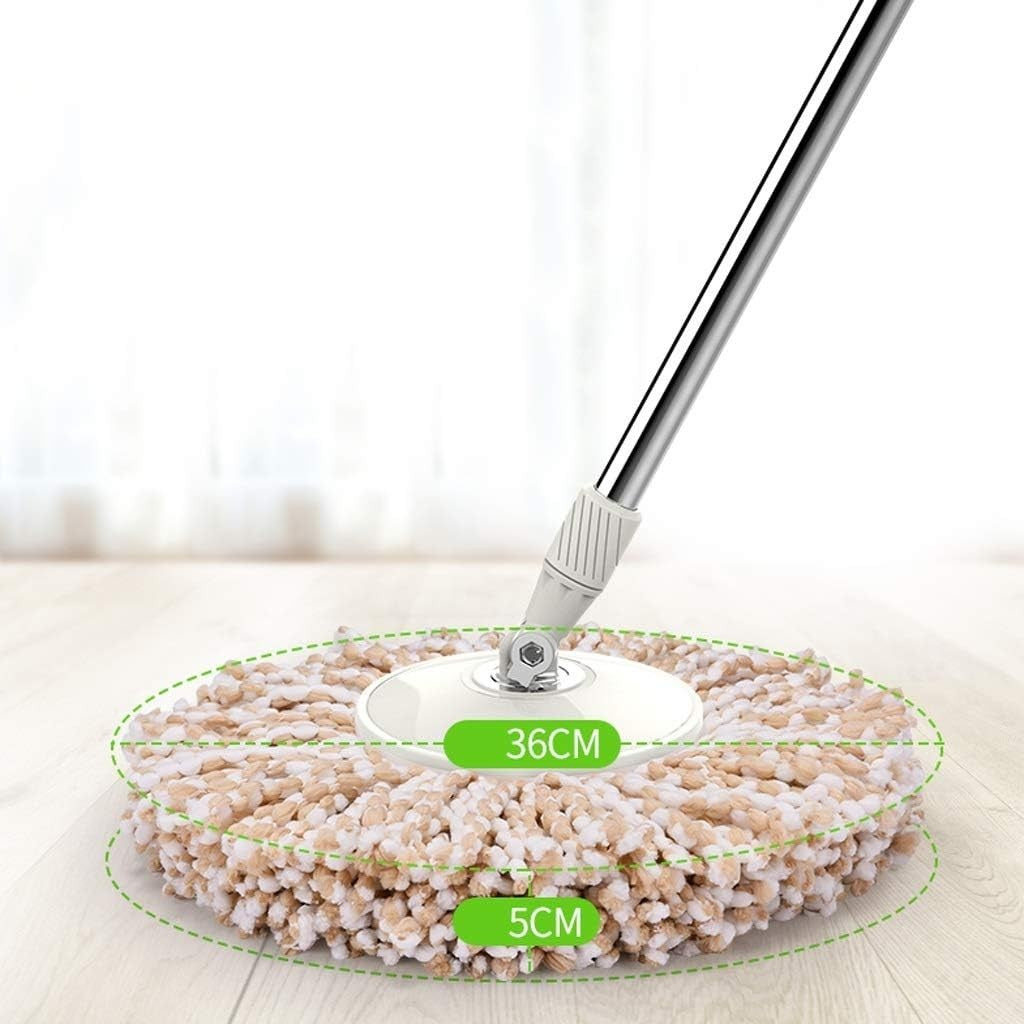 Set Galeata si Mop Rotativ 360°, Kaveny, Cu Dubla Actiune Centrifuga, Pentru Uz Casnic, Maner din Otel Inoxidabil Telescopic, 2 Capte din Bumbac, 46x27x29 cm, Alb, Resigilat