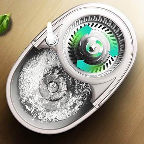 Set Galeata si Mop Rotativ 360°, Kaveny, Cu Dubla Actiune Centrifuga, Pentru Uz Casnic, Maner din Otel Inoxidabil Telescopic, 2 Capte din Bumbac, 46x27x29 cm, Alb, Resigilat
