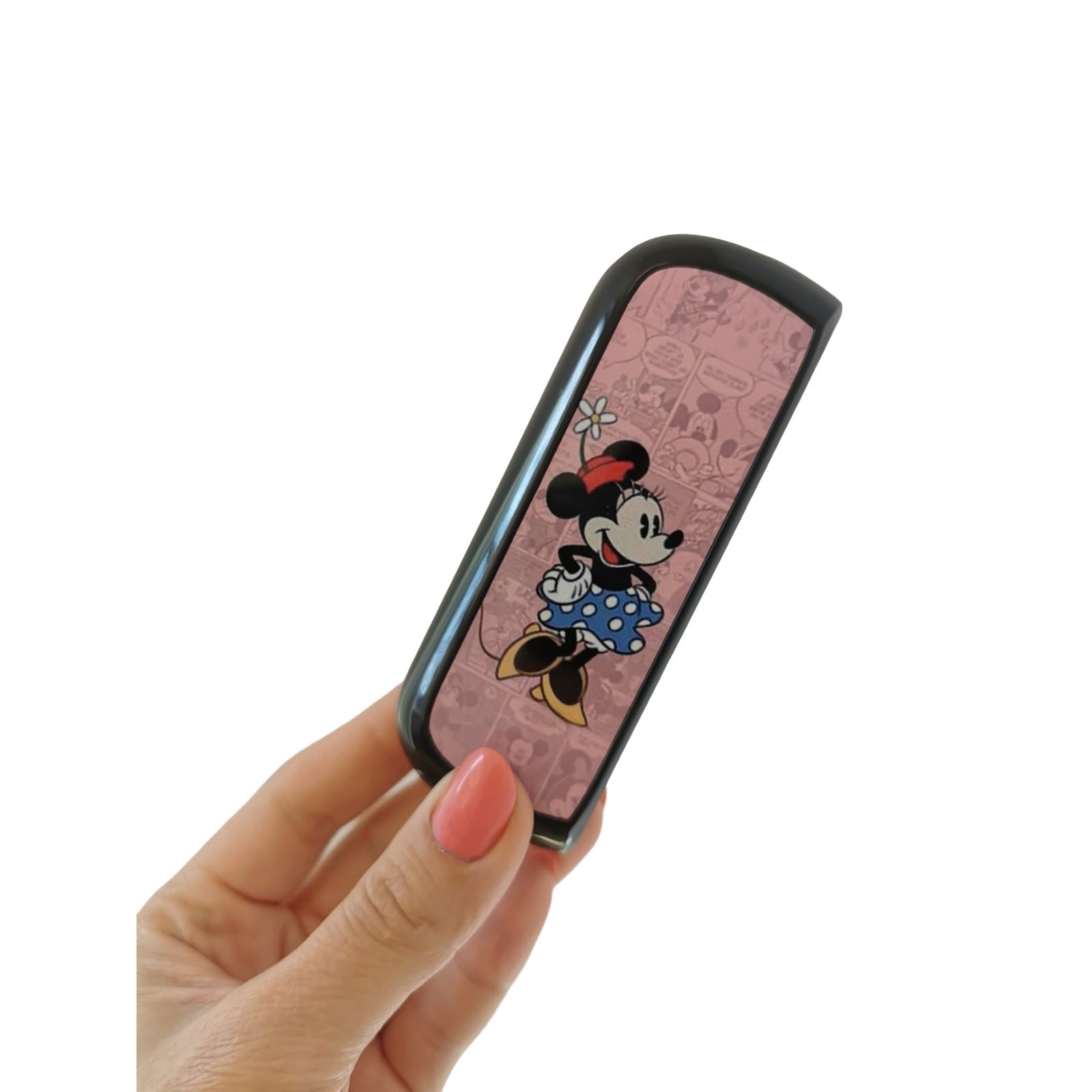Set Husa Si Capac Plastic Kaveny, pentru IQOS Iluma, de Protectie, Capac Magnetic, Anti Soc si Zgarieturi, 20 gr, 12 x 4 x 2.5 cm, Model Minnie Mouse, Roz