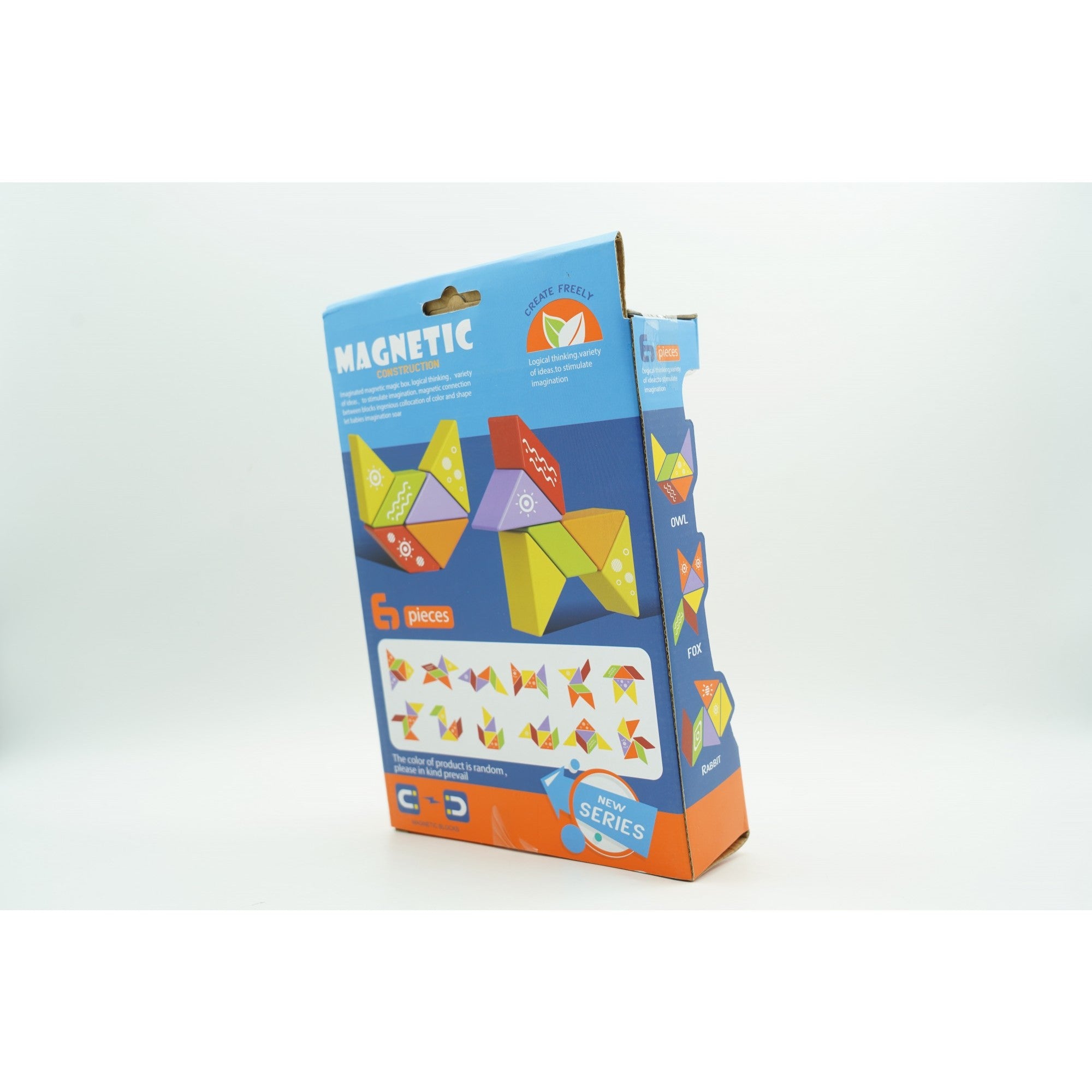 Set inteligent de constructie cu piese magnetice, Kaveny, 6 piese, pentru copii, +3 ani, multicolor