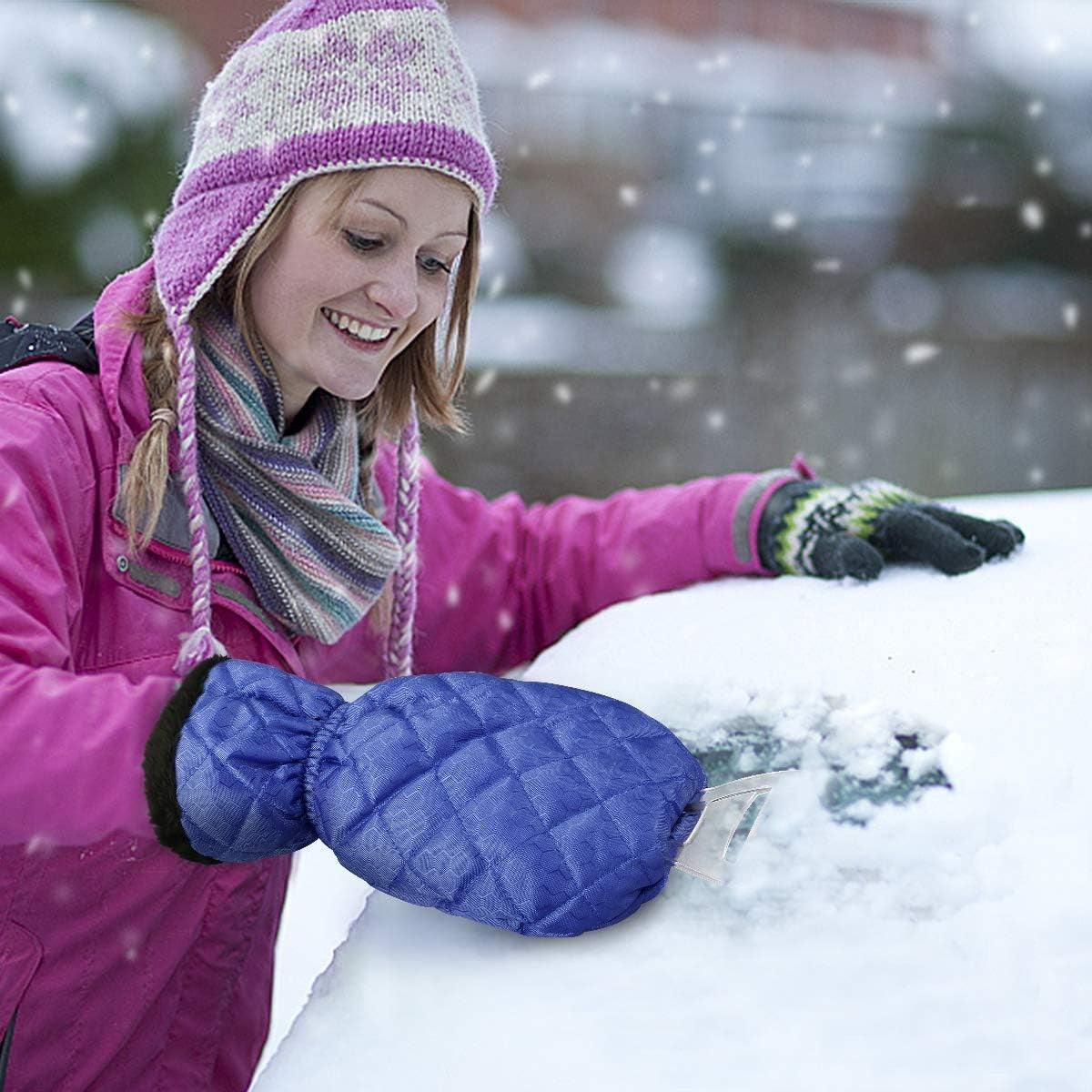 Set Manusa si Racleta pentru Zapada, Kadeny, Impermeabila, Izolatie de Bumbac, 31 x 15 cm, Albastru