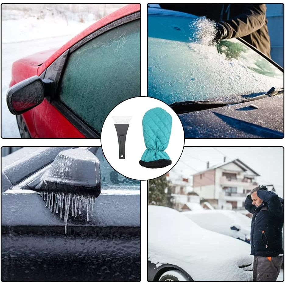 Set Manusa si Racleta pentru Zapada, Kadeny, Impermeabila, Izolatie de Bumbac, 31 x 15 cm, Verde