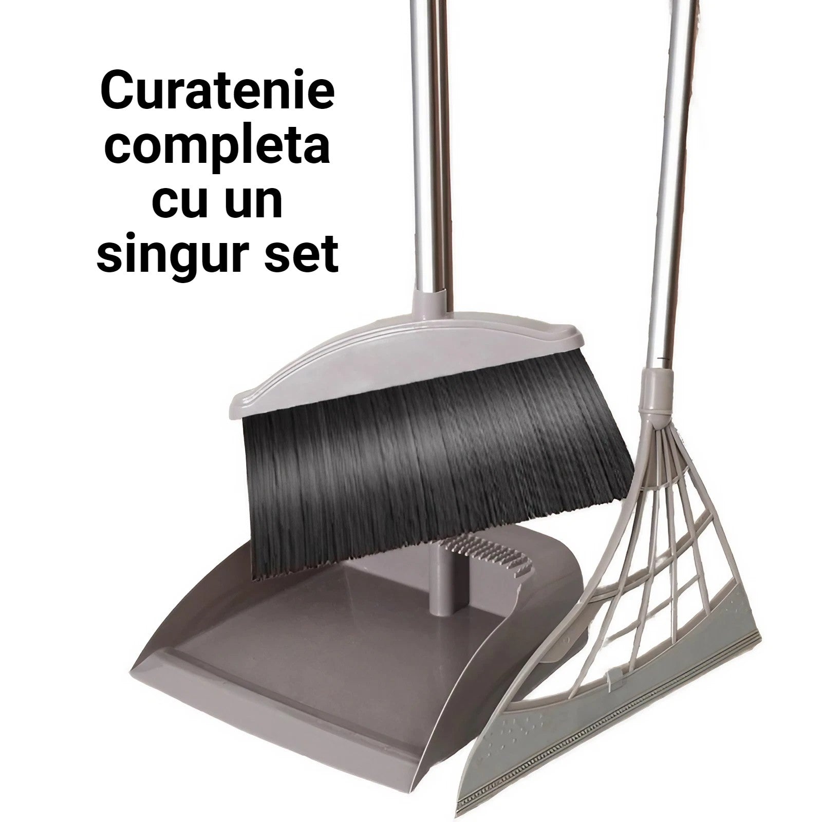 Set matura, faras cu coada si matura silicon, Kaveny, Pentru uz casnic, Plastic/Otel, Gri, 90 x 72 x 100 cm