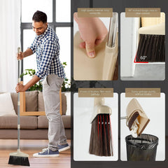 Set matura si faras cu coada, Kaveny, Pentru uz casnic, Plastic/Otel, Maro/Bej, Depozitare verticala, 26x25.5x83 cm
