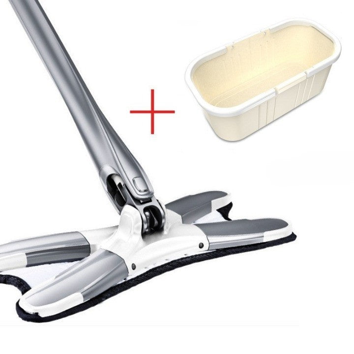 Set Mop Plat + Galeata, Kaveny, cu Sistem de Stoargere, Lungime Telescopica 140 cm, Argintiu/Galben
