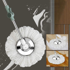 Set mop rotativ cu galeata Kaveny, material plastic si microfibra, o rezerva inclusa, rezistent, cu dop scurgere, vas detasabil, orificiu pentru solutie, pentru interior, capacitate 8 l, verde