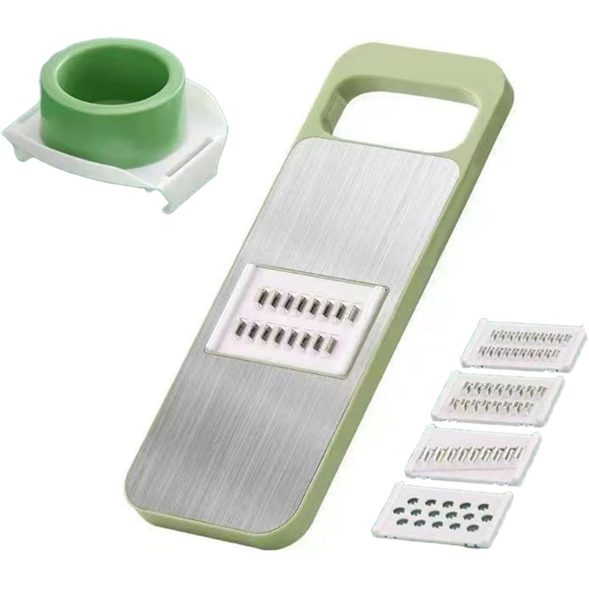 Set Multifunctional din 7 Piese, Kadeny, pentru Taierea si Maruntirea Legumelor, Uz Casnic,din Otel Inoxidabil, Gri-Verde