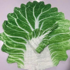 Set patura flanel si caciula Kaveny, forma frunza de salata, pentru nou-nascuti, material poliester, 85 cm, verde