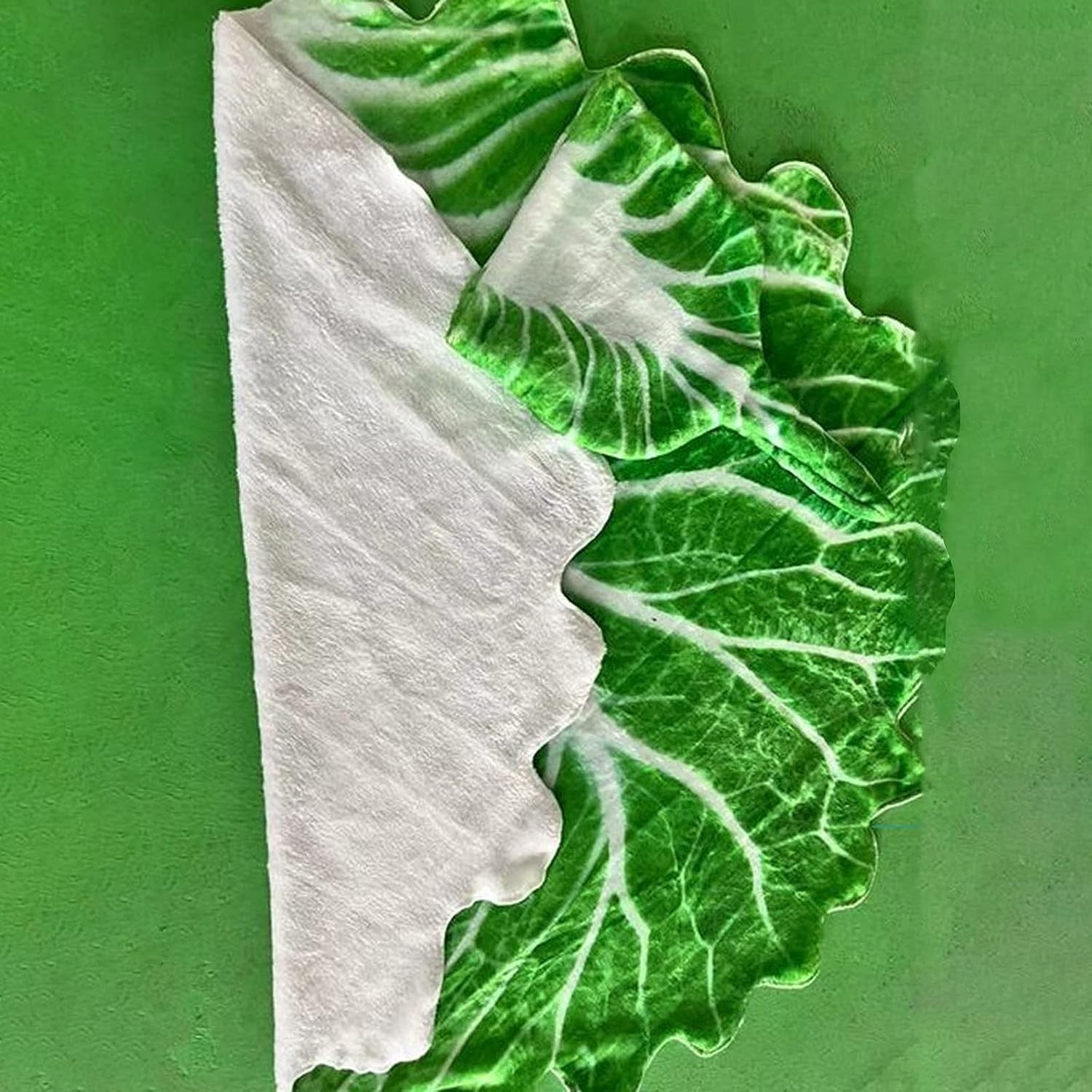 Set patura flanel si caciula Kaveny, forma frunza de salata, pentru nou-nascuti, material poliester, 85 cm, verde
