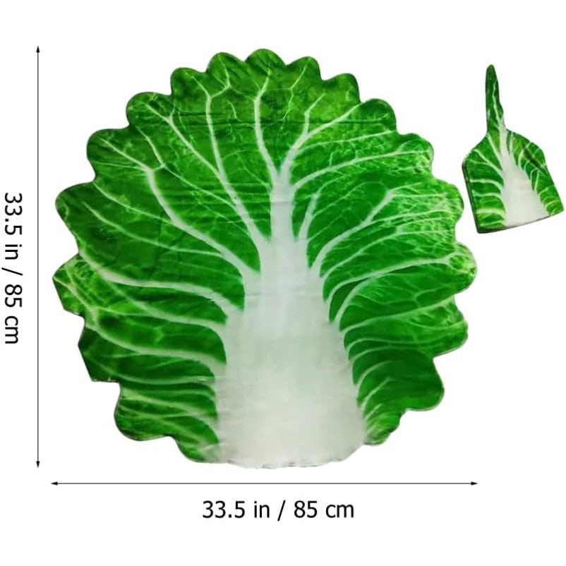Set patura flanel si caciula Kaveny, forma frunza de salata, pentru nou-nascuti, material poliester, 85 cm, verde