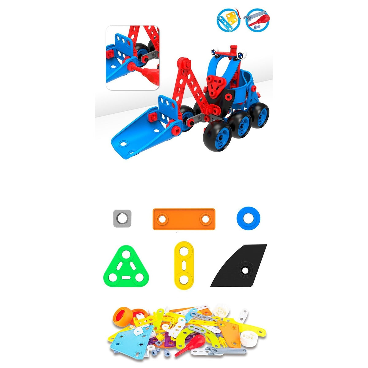 Set pentru construit masini, Kaveny, Educativ si creativ, 134 piese