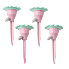 Set picuratoare cu valva pentru irigare Kaveny, design floare, viteza reglabila, fixare prin infigere, practic, 16.8 x 9 cm, roz
