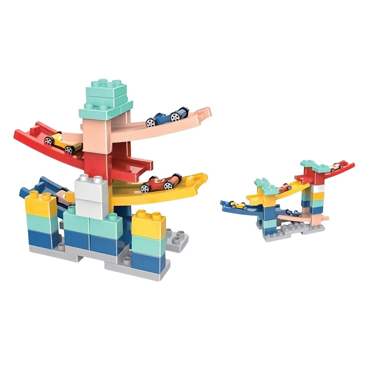 Set piese pentru constructie, Kaveny, Rampa auto, 30 piese, Masinute incluse