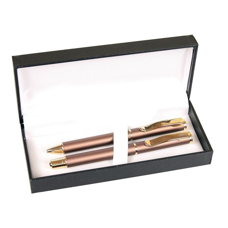 Set cadou stilou + pix Cresco Exclusive S 830146 ES-02, corp metalic bronz clips auriu