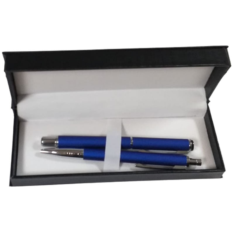 Set cadou stilou + pix Cresco Winner 880022 W-07, corp metalic albastru clips argintiu