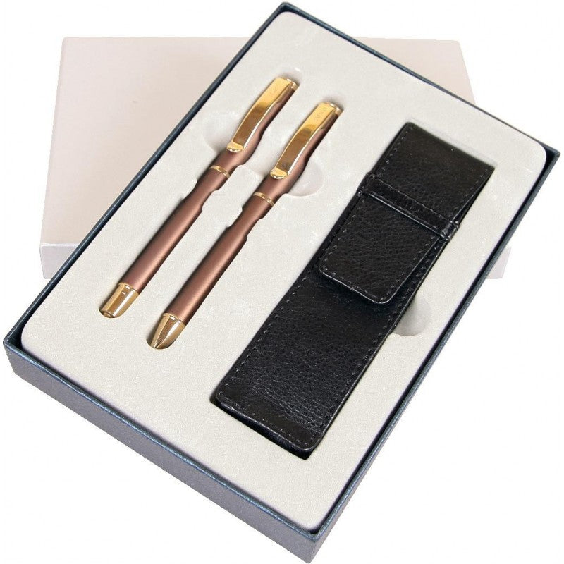 Set cadou stilou + pix + etui Cresco Exclusive S 830147 ES-02, corp metalic bronz