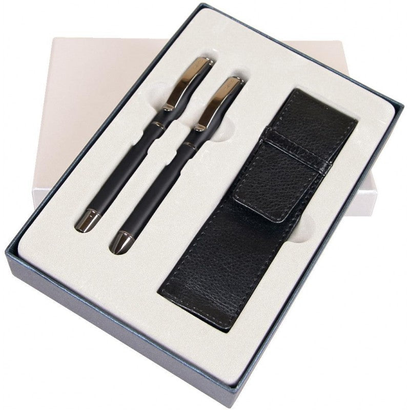 Set cadou stilou + pix + etui Cresco Exclusive S 830147 ES-03, corp metalic negru