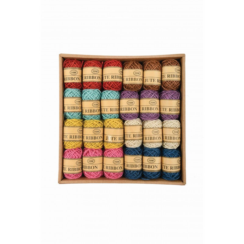 Accesorii creatie - ghem sfoara canepa, diverse culori, 10m, 12 culori, set 24 buc, Colorarte, BC-JT006