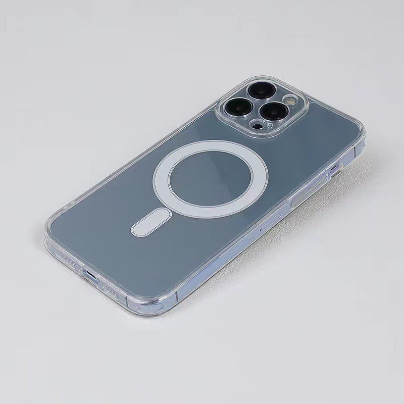 Husa protectie Kaveny pentru iPhone 13 Mag Safe, 2 in 1 incarcare si magnet, Silicon si Acril, Transparenta