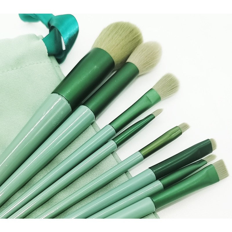Set 13 pensule pentru machiaj, Kaveny, super soft, makeup profesional/incepatori, verde