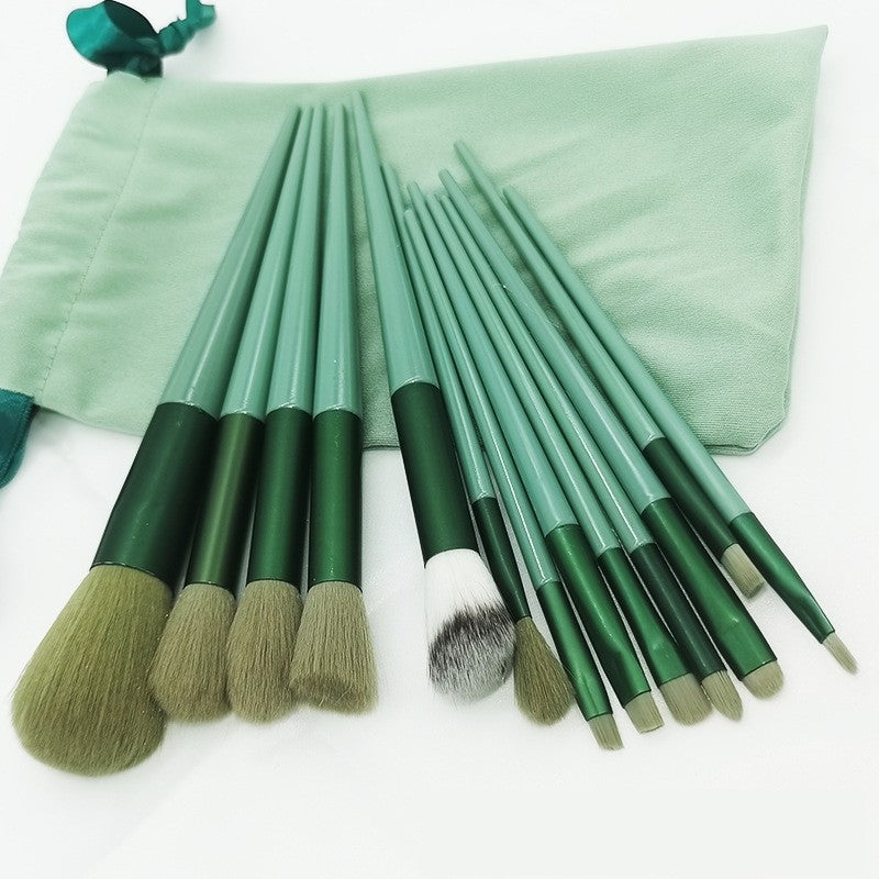 Set 13 pensule pentru machiaj, Kaveny, super soft, makeup profesional/incepatori, verde