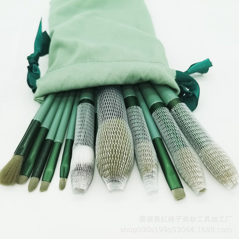 Set 13 pensule pentru machiaj, Kaveny, super soft, makeup profesional/incepatori, verde
