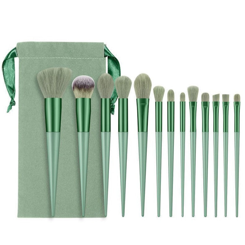 Set 13 pensule pentru machiaj, Kaveny, super soft, makeup profesional/incepatori, verde