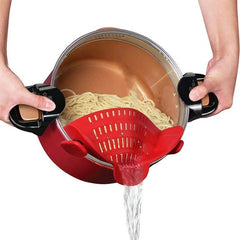 Strecurator Filtru pentru Vase, Kadeny, din Silicon Rezistent la Temperaturi Inalte, Universal, Paste, Legume, Fructe, 23x12.5x6.7 cm Rosu