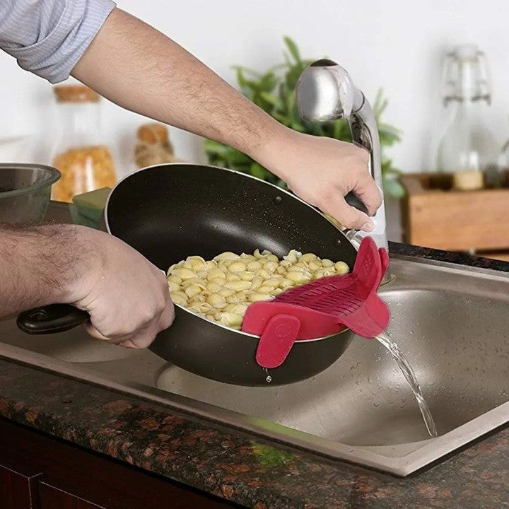 Strecurator Filtru pentru Vase, Kadeny, din Silicon Rezistent la Temperaturi Inalte, Universal, Paste, Legume, Fructe, 23x12.5x6.7 cm Rosu