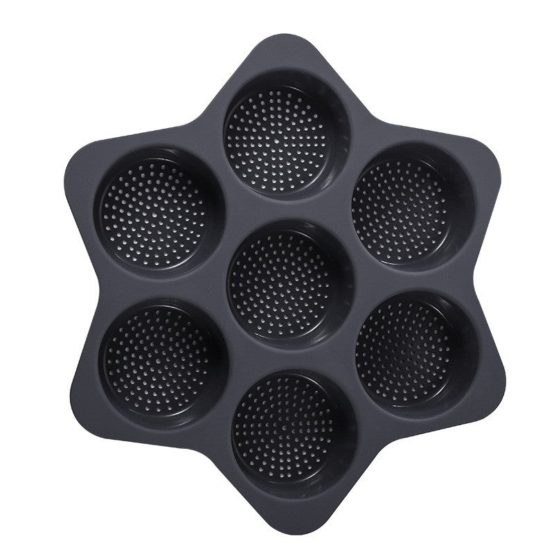 Forme de Silicon pentru Copt, Kadeny, 7 Forme Rotiunde, pentru Burgeri si Prajituri, 38.5 x 4 cm, Negru