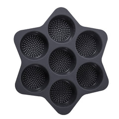 Forme de Silicon pentru Copt, Kadeny, 7 Forme Rotiunde, pentru Burgeri si Prajituri, 38.5 x 4 cm, Negru